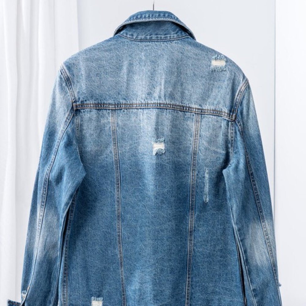 Distressed Oversized Jean Jacket - Picture 4 of 5